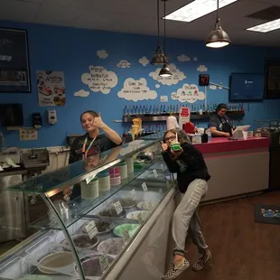 a man and a woman at a counter
