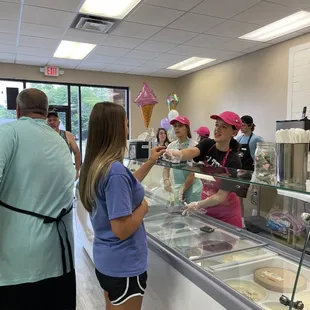 Staff giving samples