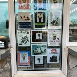 a window with a display of books