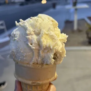 Chocolate chip cookie dough in a cone