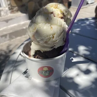 "Butter pecan and double chocolate"