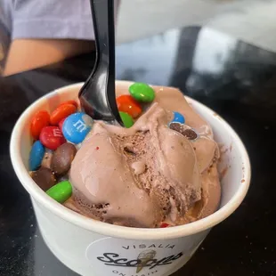 Chocolate with M&amp;M's for the mini.