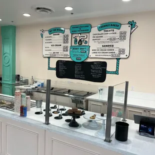 the counter and menus
