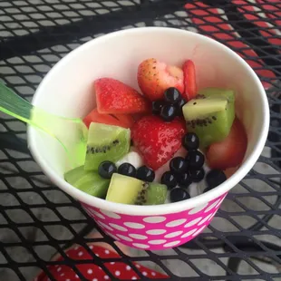 Delicious European tart yogurt with fresh fruit topping options!