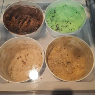 Rocky Road, Mint Chocolate Chip, Bourbon Praline Pecan and Scoopz Graham Slam