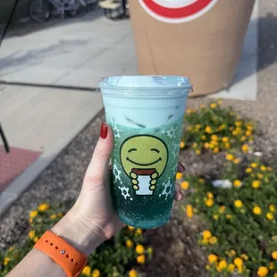 Energy infusion with blueberry cold foam