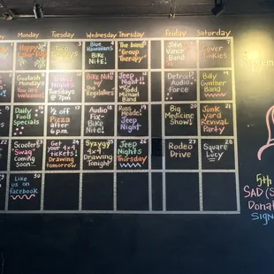 The monthly line up, September 2019.