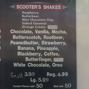 Close-up view of Milkshakes. Add MALT for only 50 cents.   6-29-2020