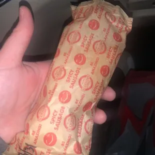 Spicy sausage burrito - comes with a packet of pico