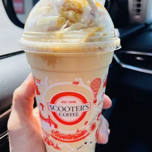 White chocolate peanut butter frappe