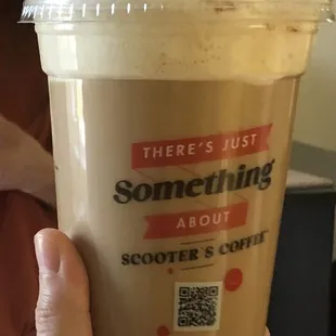 Iced pumpkin spice latte (w/ no ice as requested)
