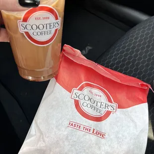 Iced coffee with coconut milk &amp; donuts