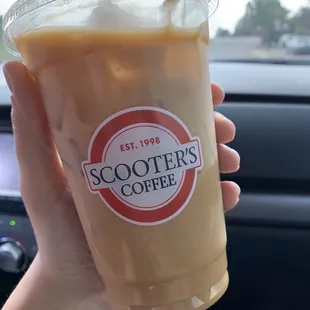 Iced vanilla coffee with almond milk