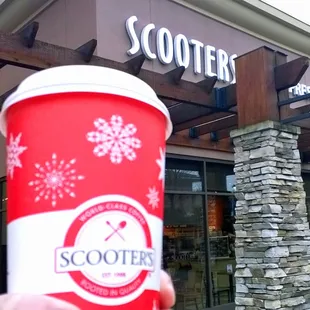 White Peppermint Latte on a cold winter's day before Christmas.