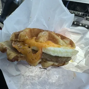 Maple waffle sandwich