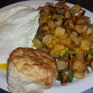 3 Egg Skillet with a warm Biscuit