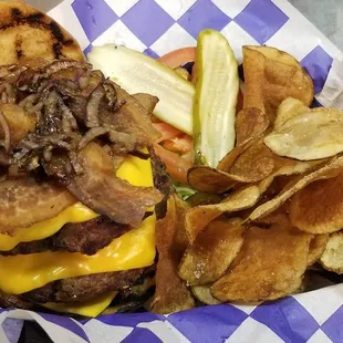 Scooter Cannon - a Full 1 lb. with 3 cheeses and grilled onions!