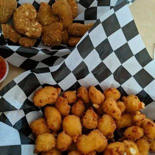 Cheese curds and avocado fries