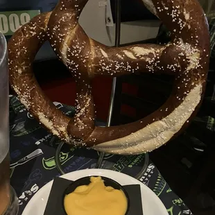 Pretzel with nacho cheese