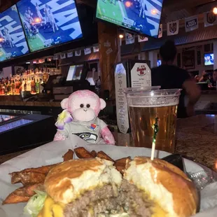GMonkey do: $8 Dbl Cheeseburger, sweet potato fries