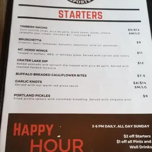 Starter menu