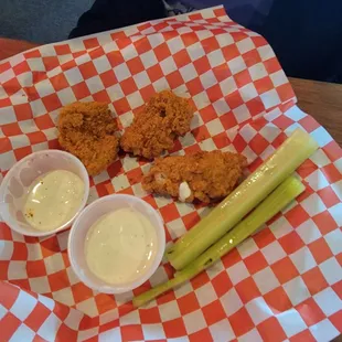Boneless chicken wings. Flavorful,  and perfectly cooked and juicy.