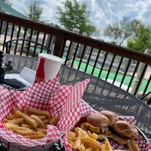 Slider burgers on the patio