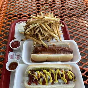 Regular Coney dog, Lucky dog and tiny frie