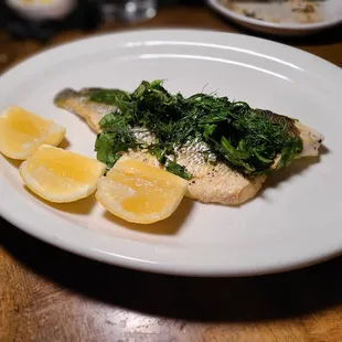 Branzino ( Fennel, Frond, Tarragon, Basil, Lemon)