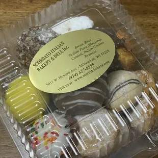 Variety of cookies, nice box with fancy-looking sticker.