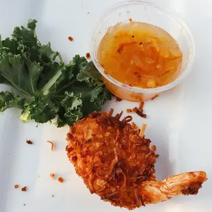 Coconut shrimp with orange marmalade! Saved 1 for a photo; the rest were eaten up quick!