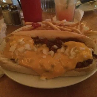 Chili cheese hot dog!