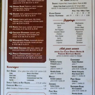 Pizza is the specialty of the restaurant, and pizza is highlighted on the section page of the menu.