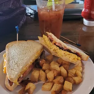 Bacon Breakfast Sandwich and Bloody Mary