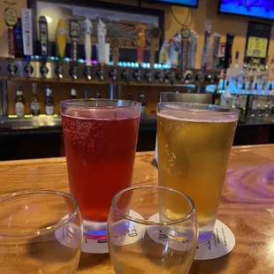 Wild thing sour ale (guava, hibiscus, strawberry) and a Miller lite
