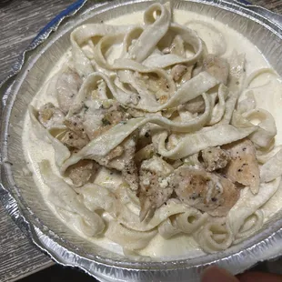Watery chicken Alfredo