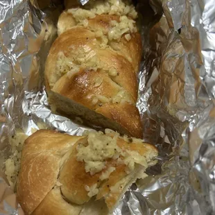 Under cooked garlic bread
