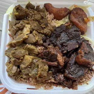 Meat combo: Curry Goat &amp; Oxtail