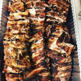 a tray of pork
