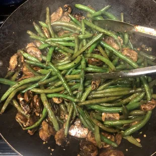 Stir fried Green Beans and Mushrooms