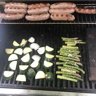 Zucchini, Asparagus and Brats