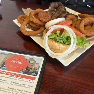 Steak Sandwich with Onion Rings