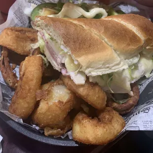 Super Sub with Onion Rings