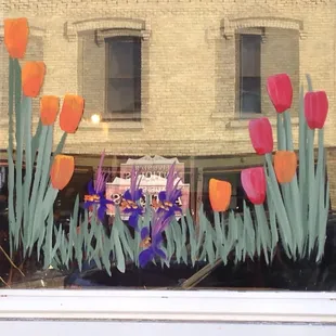 Cute spring painted window