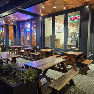 The seating area outside will be awesome when it warms up