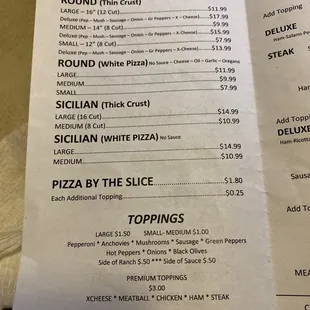 menu