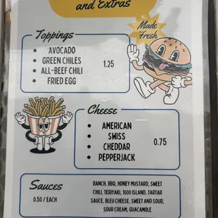 Add ons &amp; Sauces 11/2024