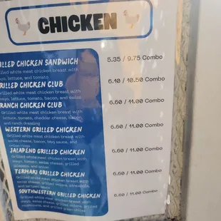 menu, chicken wings and fried chicken