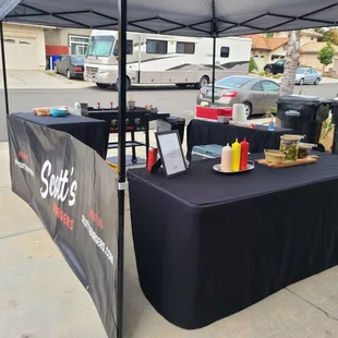 Driveway birthday party catering setup