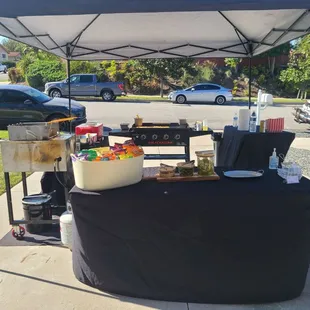 a table set up for a bbq